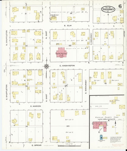 Sanborn Fire Insurance Map from Sigourney, Kiokuk County, Iowa (1916), Sheet #0006 - Historic Sanborn Fire Insurance Map Print