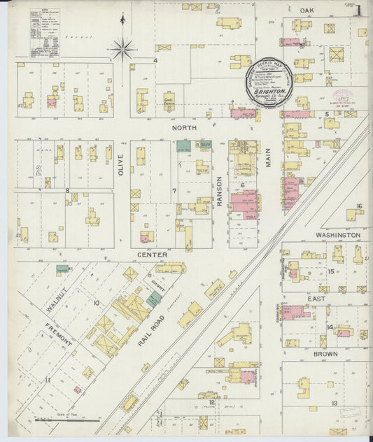 Sanborn Fire Insurance Map from Brighton, Macoupin County, Illinois (1894), Sheet #0001 - Historic Sanborn Fire Insurance Map Print, vintage old map wall art, antique decor, genealogy gift, Illinois Illinois map