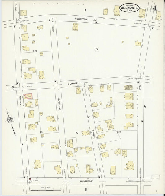 Sanborn Fire Insurance Map from Willimantic, Windham County, Connecticut (1914), Sheet #0004 - Historic Sanborn Fire Insurance Map Print, vintage old map wall art, antique decor, genealogy gift, Connecticut Connecticut map