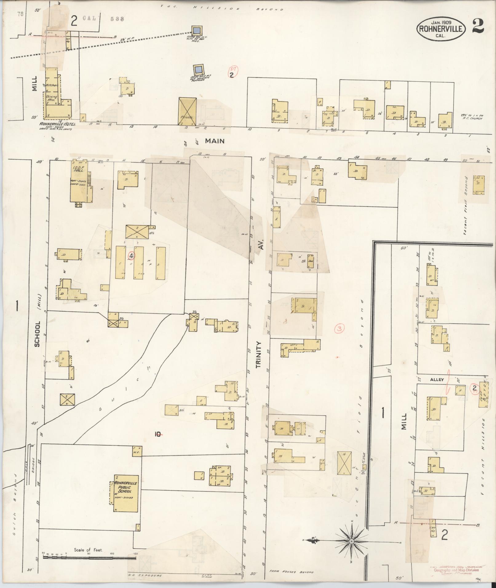 Sanborn Fire Insurance Map from Rohnerville, Humboldt County, California (1931), Sheet #0002 - Complete Map Set gallery image, historic Sanborn map, vintage wall art, California California