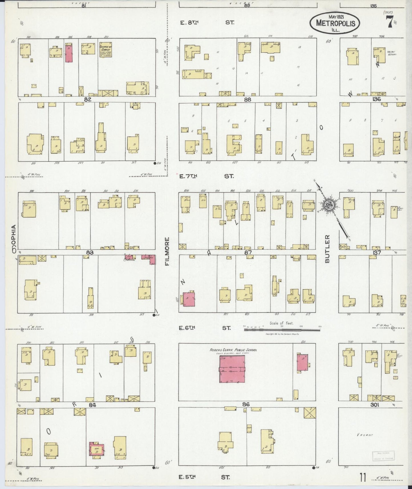 Sanborn Fire Insurance Map from Metropolis, Massac County, Illinois (1921), Sheet #0007 - Complete Map Set gallery image, historic Sanborn map, vintage wall art, Illinois Illinois