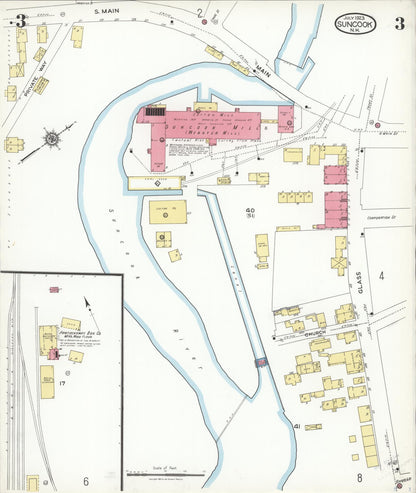 Sanborn Fire Insurance Map from Suncook, Merrimack County, New Hampshire (1923), Sheet #0003 - Complete Map Set gallery image, historic Sanborn map, vintage wall art, New Hampshire New Hampshire