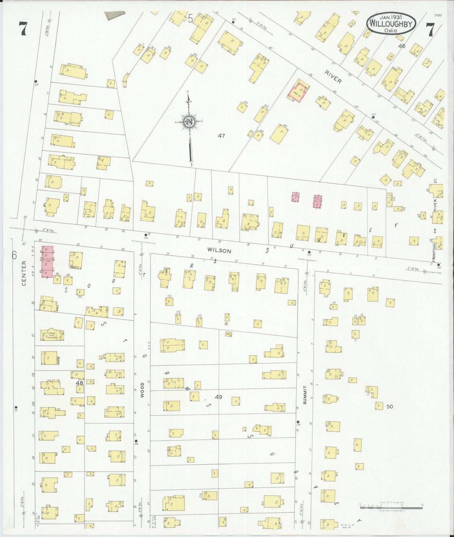 Sanborn Fire Insurance Map from Willoughby, Lake County, Ohio (1931), Sheet #0007 - Complete Map Set gallery image, historic Sanborn map, vintage wall art, Ohio Ohio