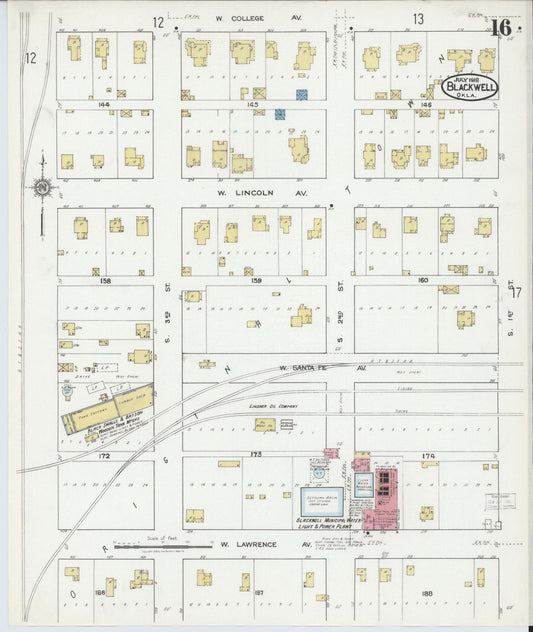 Sanborn Fire Insurance Map from Blackwell, Kay County, Oklahoma (1918), Sheet #0016 - Historic Sanborn Fire Insurance Map Print, vintage old map wall art, antique decor, genealogy gift, Oklahoma Oklahoma map