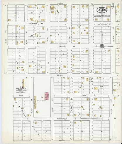 Sanborn Fire Insurance Map from Lamesa, Dawson County, Texas (1921), Sheet #0004 - Historic Sanborn Fire Insurance Map Print, vintage old map wall art, antique decor, genealogy gift, Texas Texas map