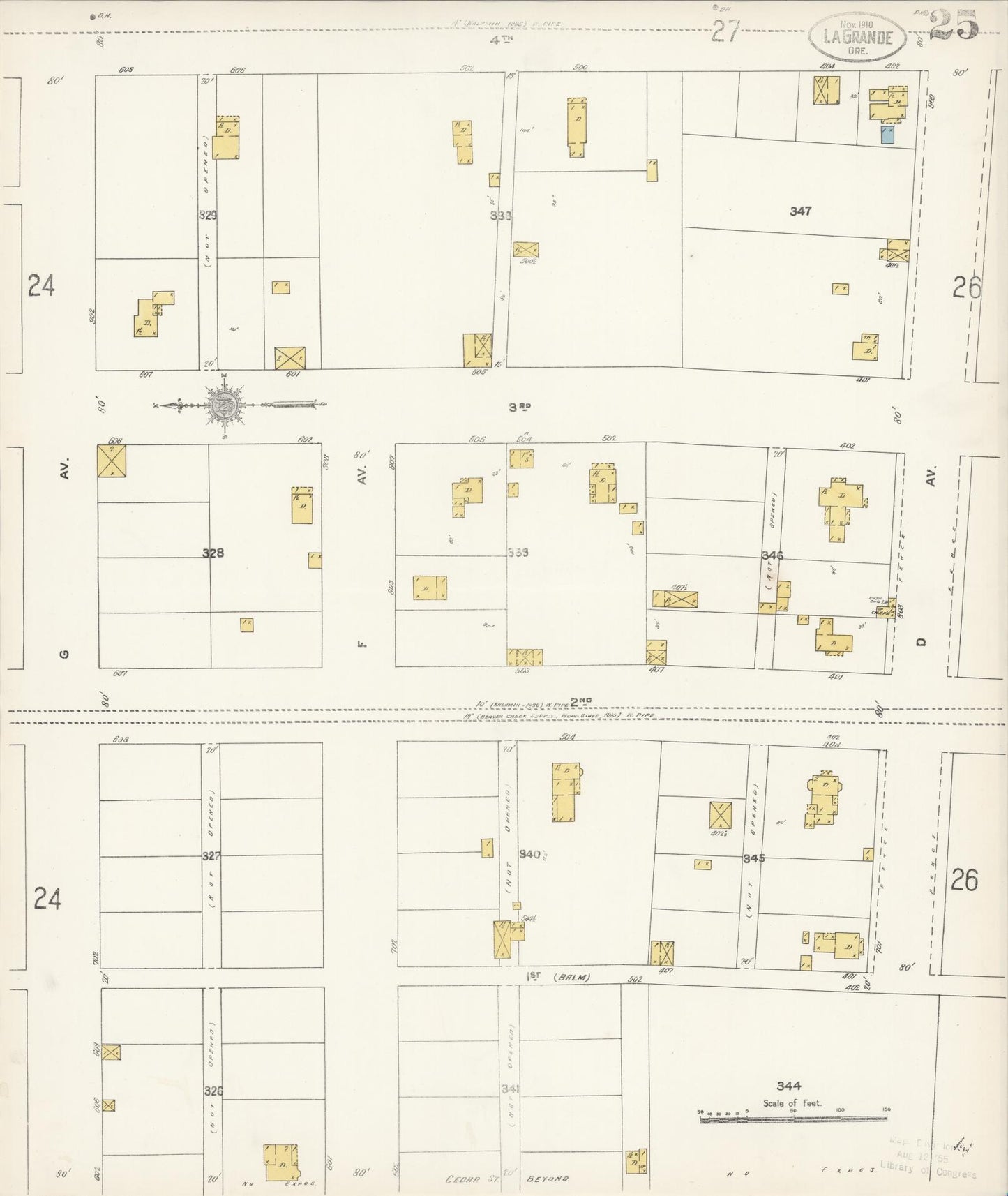 Sanborn Fire Insurance Map from La Grande, Union County, Oregon (1910), Sheet #0025 - Historic Sanborn Fire Insurance Map Print, vintage old map wall art, antique decor, genealogy gift, Oregon Oregon map