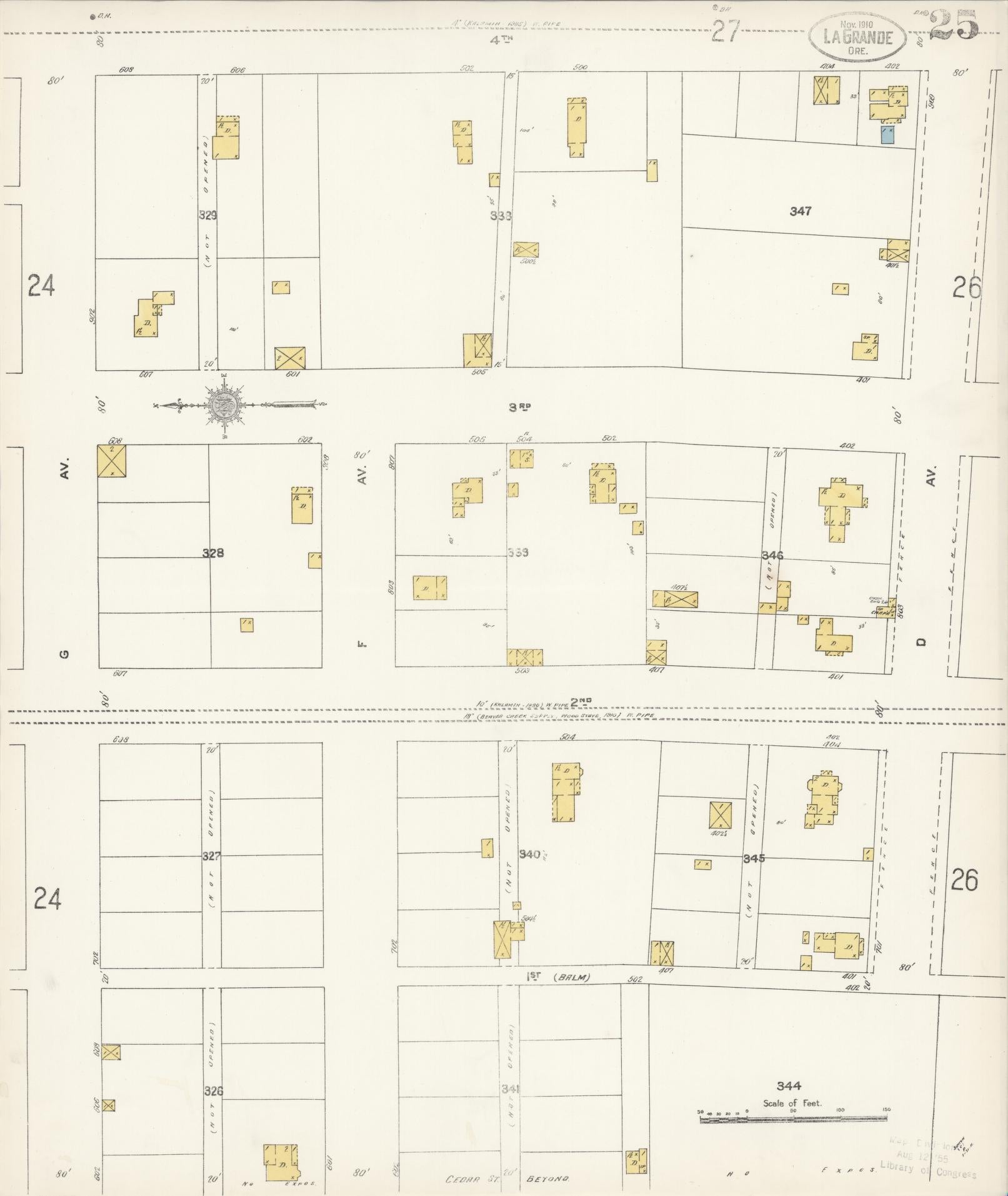 Sanborn Fire Insurance Map from La Grande, Union County, Oregon (1910), Sheet #0025 - Historic Sanborn Fire Insurance Map Print, vintage old map wall art, antique decor, genealogy gift, Oregon Oregon map