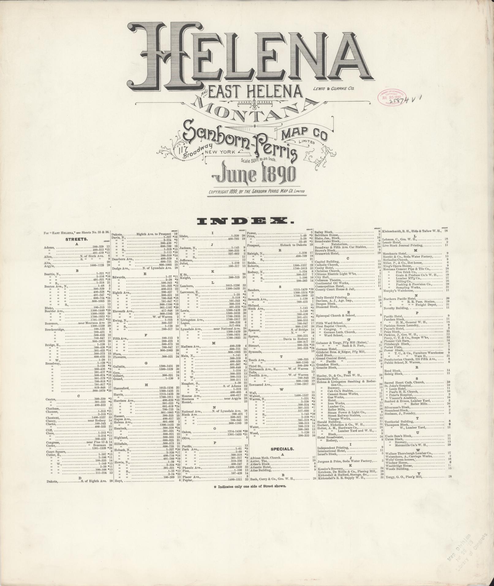 Sanborn Fire Insurance Map from Helena, Lewis and Clark County, Montana (1890), Sheet #0001 - Historic Sanborn Fire Insurance Map Print, vintage old map wall art, antique decor, genealogy gift, Montana Montana map