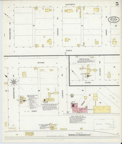 Sanborn Fire Insurance Map from Ryan, Jefferson County, Oklahoma (1908), Sheet #0005 - Complete Map Set gallery image, historic Sanborn map, vintage wall art, Oklahoma Oklahoma