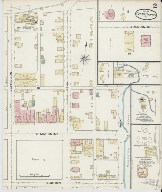 Sanborn Fire Insurance Map from Punxsutawney, Jefferson County, Pennsylvania (1891), Sheet #0002 - Historic Sanborn Fire Insurance Map Print, vintage old map wall art, antique decor, genealogy gift, Pennsylvania Pennsylvania map