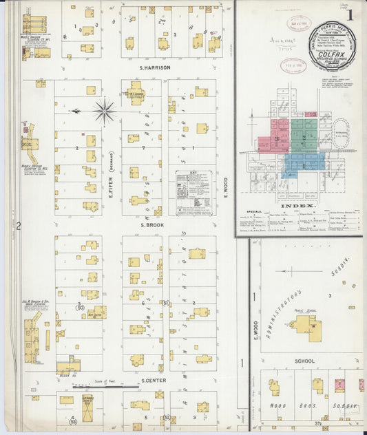 Sanborn Fire Insurance Map from Colfax, McLean County, Illinois (1899), Sheet #0001 - Complete Map Set gallery image, historic Sanborn map, vintage wall art, Illinois Illinois