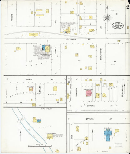 Sanborn Fire Insurance Map from Lyndon, Osage County, Kansas (1905), Sheet #0002 - Complete Map Set gallery image, historic Sanborn map, vintage wall art, Kansas Kansas