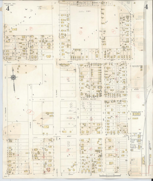 Sanborn Fire Insurance Map from Refugio, Refugio County, Texas (1942), Sheet #0004 - Historic Sanborn Fire Insurance Map Print, vintage old map wall art, antique decor, genealogy gift, Texas Texas map
