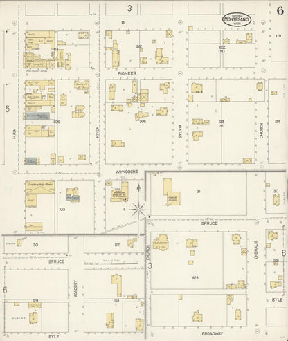 Sanborn Fire Insurance Map from Montesano, Grays Harbor County, Washington (1903), Sheet #0006 - Complete Map Set gallery image, historic Sanborn map, vintage wall art, Washington Washington