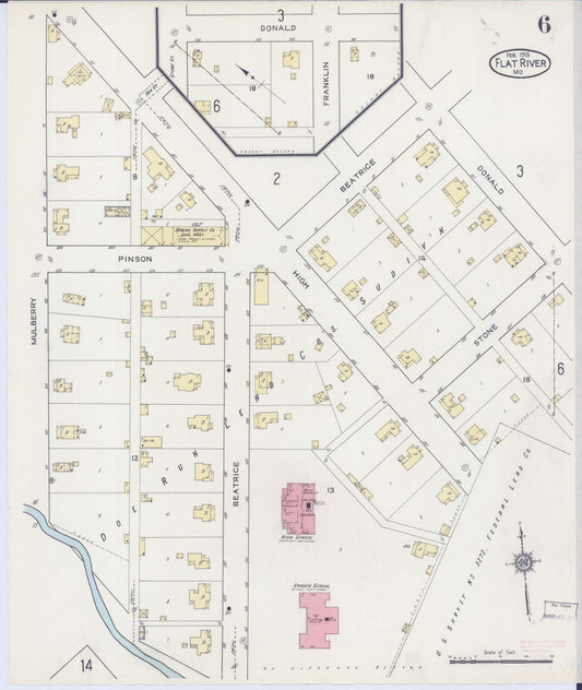 Sanborn Fire Insurance Map from Flat River, Saint Francois County, Missouri (1915), Sheet #0006 - Historic Sanborn Fire Insurance Map Print, vintage old map wall art, antique decor, genealogy gift, Missouri Missouri map