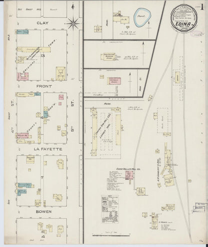 Sanborn Fire Insurance Map from Edina, Knox County, Missouri (1886), Sheet #0001 - Complete Map Set gallery image, historic Sanborn map, vintage wall art, Missouri Missouri