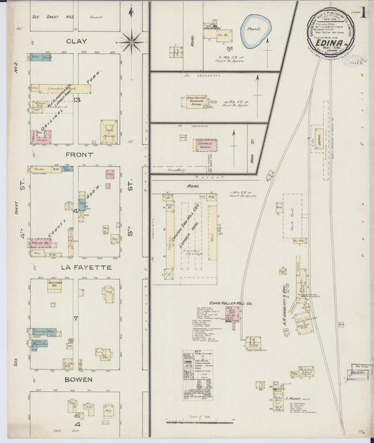 Sanborn Fire Insurance Map from Edina, Knox County, Missouri (1886), Sheet #0001 - Complete Map Set gallery image, historic Sanborn map, vintage wall art, Missouri Missouri