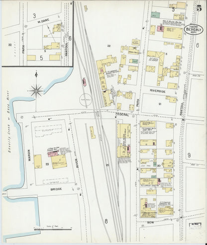 Sanborn Fire Insurance Map from Beverly, Essex County, Massachusetts (1901), Sheet #0005 - Complete Map Set gallery image, historic Sanborn map, vintage wall art, Massachusetts Massachusetts