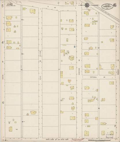 Sanborn Fire Insurance Map from Campbell, Santa Clara County, California (1920), Sheet #0006 - Complete Map Set gallery image, historic Sanborn map, vintage wall art, California California