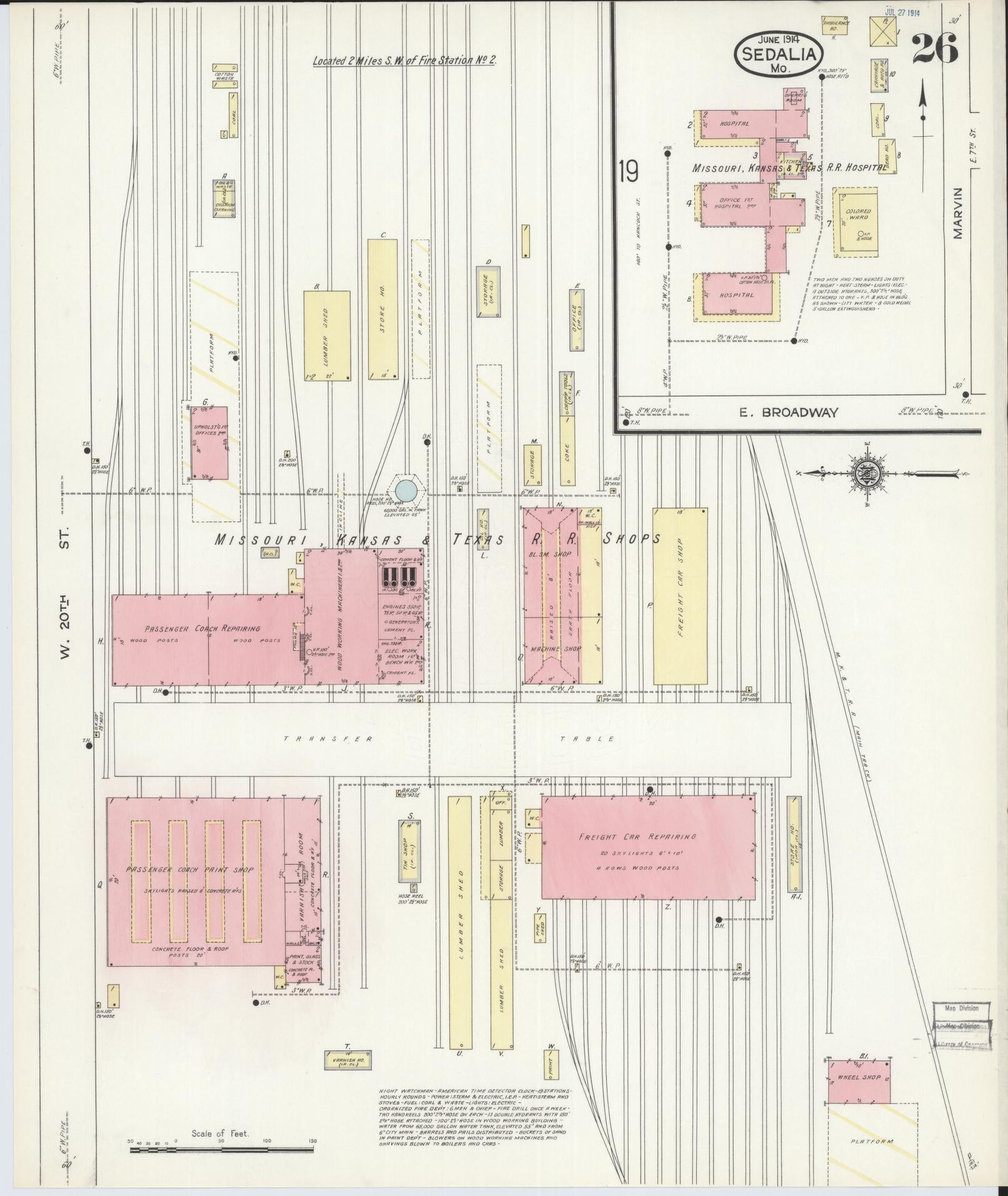 Sanborn Fire Insurance Map from Sedalia, Pettis County, Missouri (1914), Sheet #0026 - Historic Sanborn Fire Insurance Map Print, vintage old map wall art, antique decor, genealogy gift, Missouri Missouri map