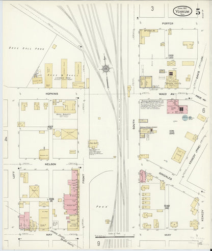 Sanborn Fire Insurance Map from Yoakum, De Witt And Lavaca Counties, Texas (1912), Sheet #0005 - Complete Map Set gallery image, historic Sanborn map, vintage wall art, Texas Texas