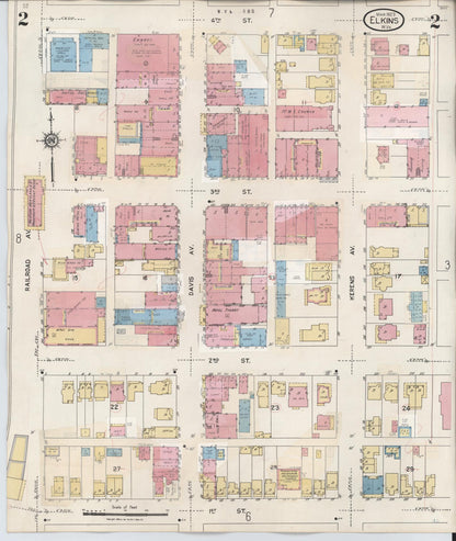 Sanborn Fire Insurance Map from Elkins, Randolph County, West Virginia (1950), Sheet #0002 - Complete Map Set gallery image, historic Sanborn map, vintage wall art, West Virginia West Virginia