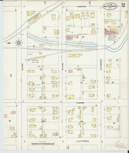 Sanborn Fire Insurance Map from Mount Vernon, Knox County, Ohio (1897), Sheet #0002 - Historic Sanborn Fire Insurance Map Print, vintage old map wall art, antique decor, genealogy gift, Ohio Ohio map