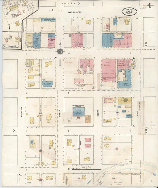 Sanborn Fire Insurance Map from Vale, Malheur County, Oregon (1941), Sheet #0004 - Historic Sanborn Fire Insurance Map Print, vintage old map wall art, antique decor, genealogy gift, Oregon Oregon map