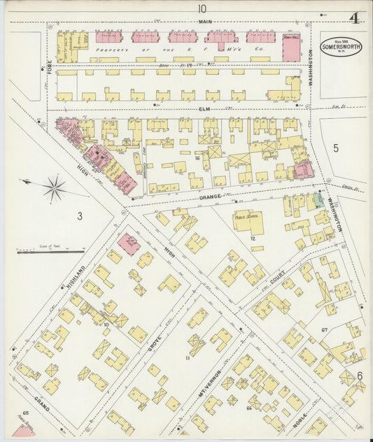 Sanborn Fire Insurance Map from Somersworth, Strafford County, New Hampshire (1898), Sheet #0004 - Historic Sanborn Fire Insurance Map Print, vintage old map wall art, antique decor, genealogy gift, New Hampshire New Hampshire map