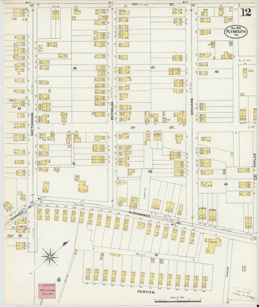 Sanborn Fire Insurance Map from Plymouth, Luzerne County, Pennsylvania (1902), Sheet #0012 - Historic Sanborn Fire Insurance Map Print, vintage old map wall art, antique decor, genealogy gift, Pennsylvania Pennsylvania map