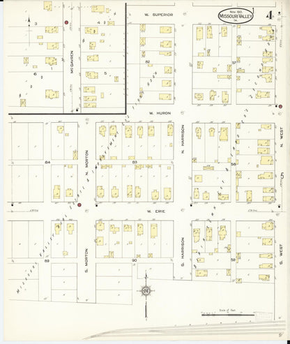 Sanborn Fire Insurance Map from Missouri Valley, Harrison County, Iowa (1913), Sheet #0004 - Complete Map Set gallery image, historic Sanborn map, vintage wall art, Missouri Missouri