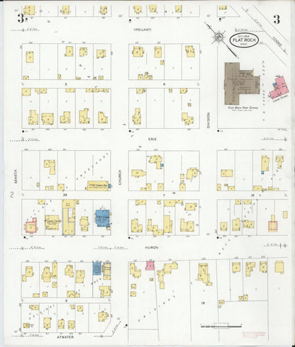 Sanborn Fire Insurance Map from Flat Rock, Wayne County, Michigan (1929), Sheet #0003 - Complete Map Set gallery image, historic Sanborn map, vintage wall art, Michigan Michigan