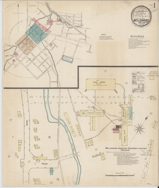 Sanborn Fire Insurance Map from Wellsboro, Tioga County, Pennsylvania (1885), Sheet #0001 - Historic Sanborn Fire Insurance Map Print, vintage old map wall art, antique decor, genealogy gift, Pennsylvania Pennsylvania map