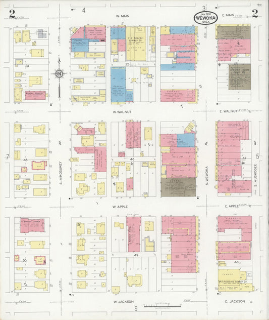 Sanborn Fire Insurance Map from Wewoka, Seminole County, Oklahoma (1930), Sheet #0002 - Historic Sanborn Fire Insurance Map Print, vintage old map wall art, antique decor, genealogy gift, Oklahoma Oklahoma map