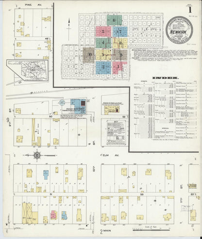 Sanborn Fire Insurance Map from Newkirk, Kay County, Oklahoma (1913), Sheet #0001 - Complete Map Set gallery image, historic Sanborn map, vintage wall art, Oklahoma Oklahoma