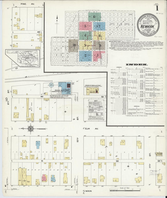 Sanborn Fire Insurance Map from Newkirk, Kay County, Oklahoma (1913), Sheet #0001 - Complete Map Set gallery image, historic Sanborn map, vintage wall art, Oklahoma Oklahoma