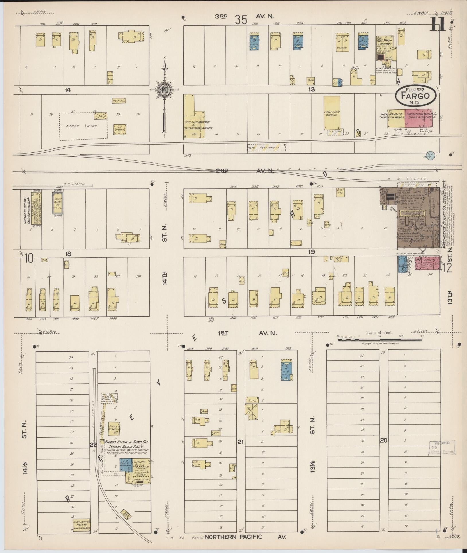 Sanborn Fire Insurance Map from Fargo, Cass County, North Dakota (1922), Sheet #0011 - Complete Map Set gallery image, historic Sanborn map, vintage wall art, North Dakota North Dakota