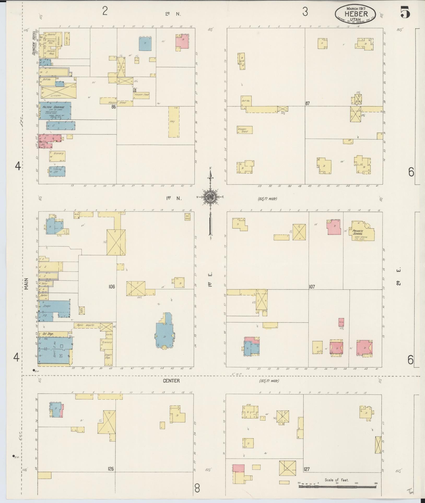 Sanborn Fire Insurance Map from Heber, Wasatch County, Utah (1917), Sheet #0005 - Historic Sanborn Fire Insurance Map Print, vintage old map wall art, antique decor, genealogy gift, Utah Utah map
