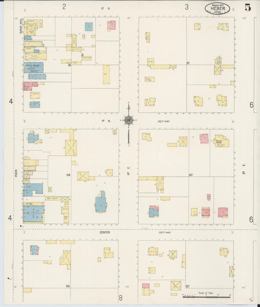 Sanborn Fire Insurance Map from Heber, Wasatch County, Utah (1917), Sheet #0005 - Historic Sanborn Fire Insurance Map Print, vintage old map wall art, antique decor, genealogy gift, Utah Utah map
