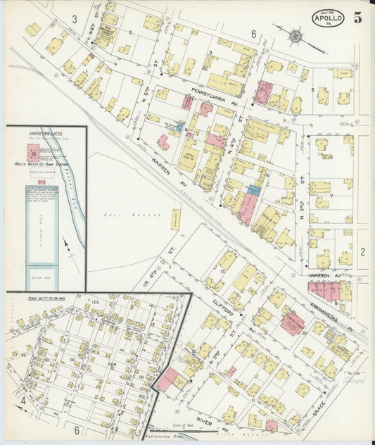 Sanborn Fire Insurance Map from Apollo, Armstrong County, Pennsylvania (1915), Sheet #0005 - Historic Sanborn Fire Insurance Map Print, vintage old map wall art, antique decor, genealogy gift, Pennsylvania Pennsylvania map