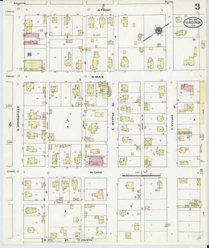 Sanborn Fire Insurance Map from Virginia, Cass County, Illinois (1909), Sheet #0003 - Complete Map Set gallery image, historic Sanborn map, vintage wall art, Virginia Virginia