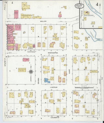 Sanborn Fire Insurance Map from Hart, Oceana County, Michigan (1920), Sheet #0004 - Historic Sanborn Fire Insurance Map Print, vintage old map wall art, antique decor, genealogy gift, Michigan Michigan map