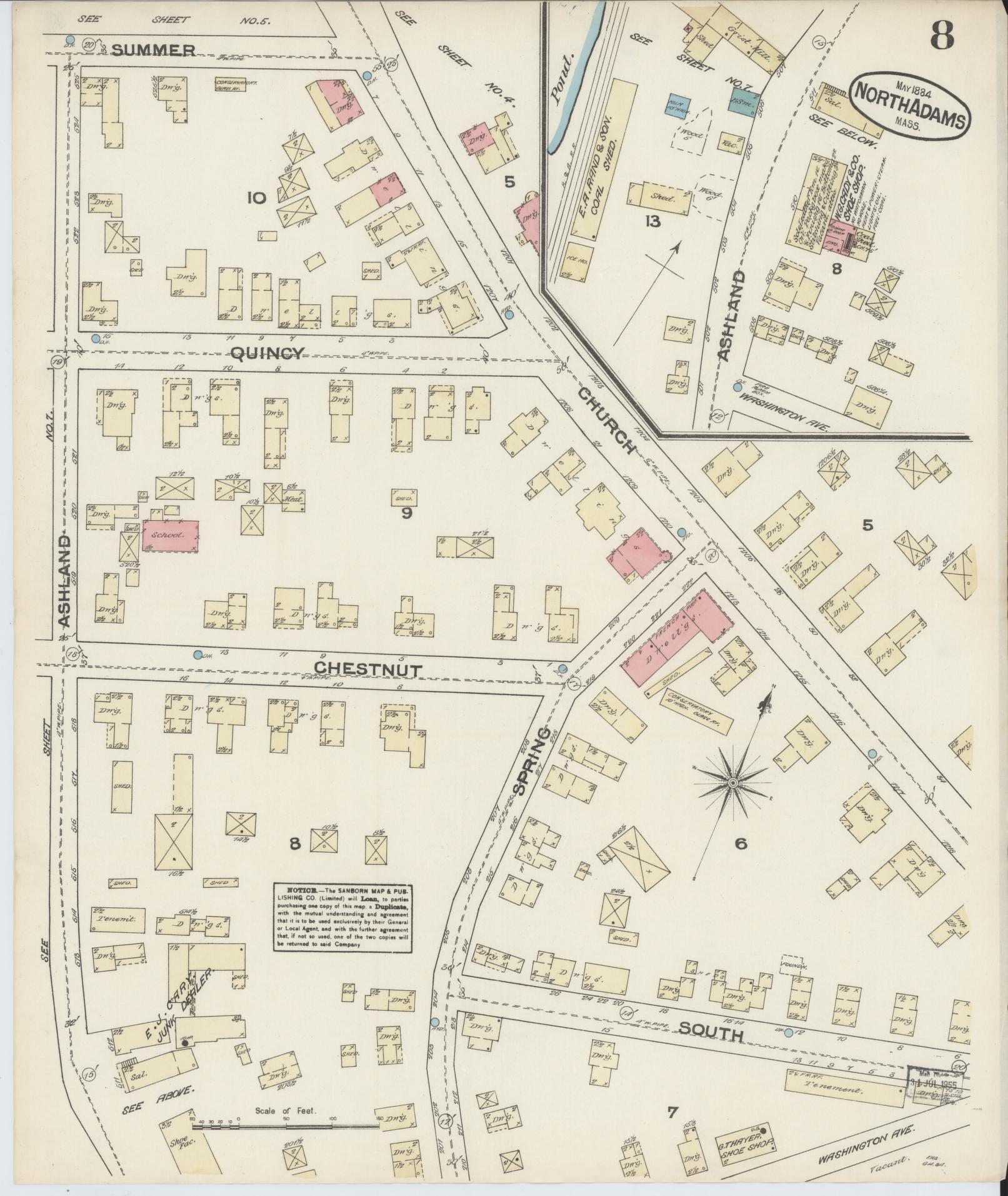 Sanborn Fire Insurance Map from North Adams, Berkshire County, Massachusetts (1884), Sheet #0008 - Complete Map Set gallery image, historic Sanborn map, vintage wall art, Massachusetts Massachusetts