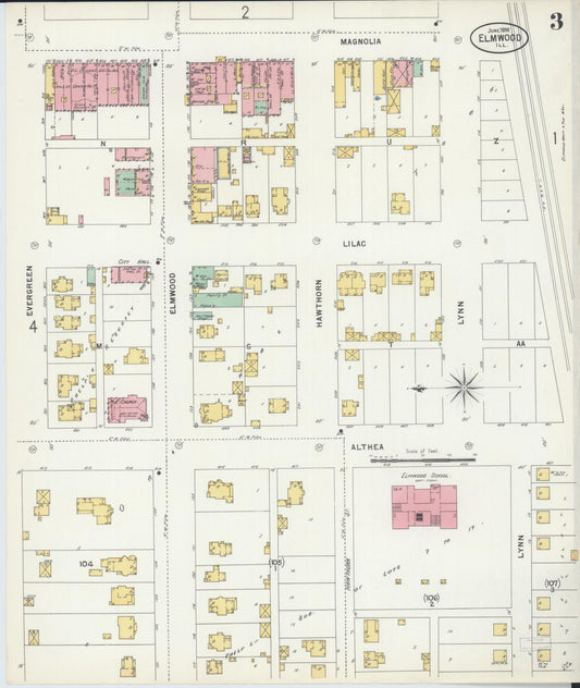 Sanborn Fire Insurance Map from Elmwood, Peoria County, Illinois (1898), Sheet #0003 - Historic Sanborn Fire Insurance Map Print, vintage old map wall art, antique decor, genealogy gift, Illinois Illinois map