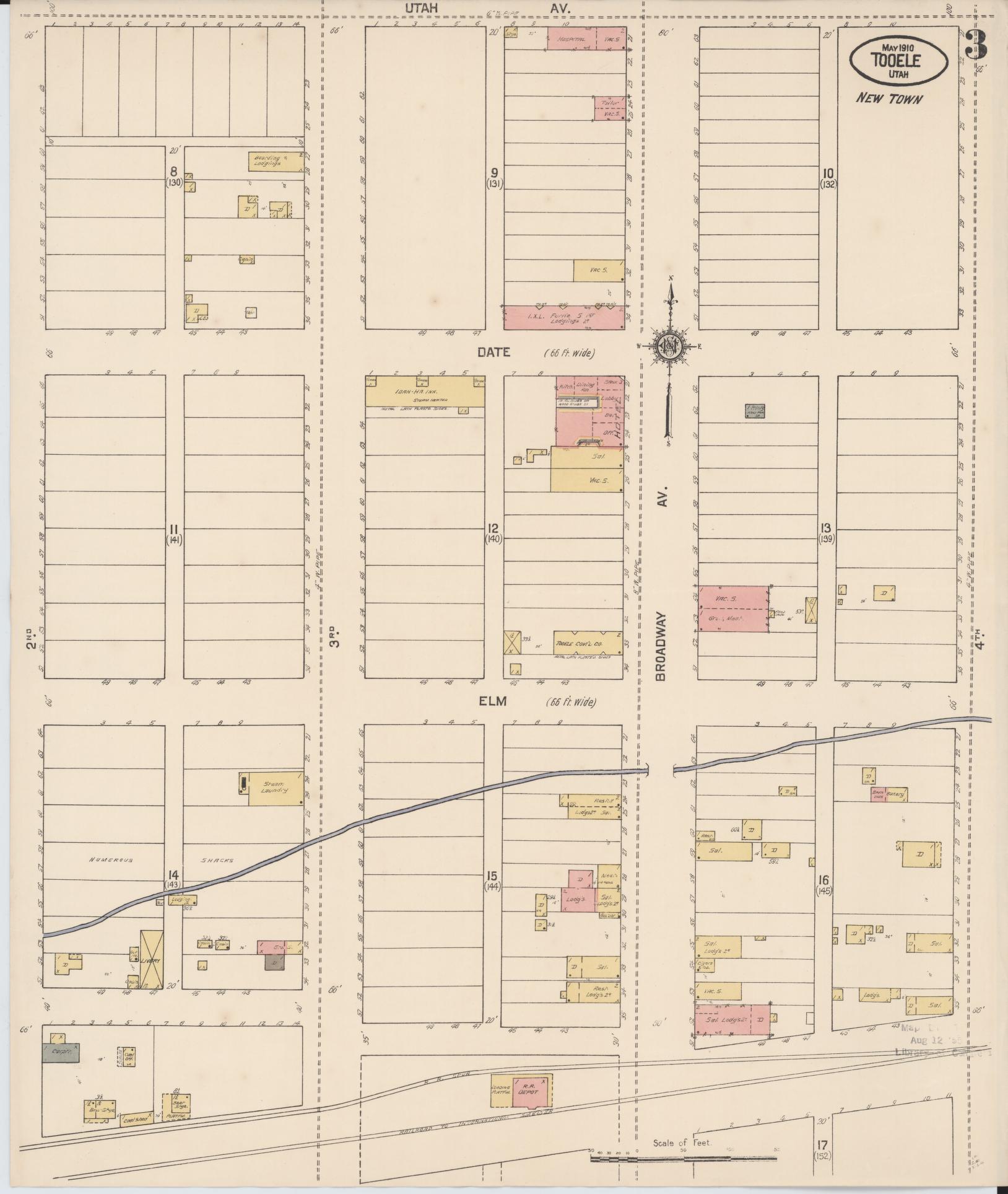 Sanborn Fire Insurance Map from Tooele, Tooele County, Utah (1910), Sheet #0003 - Complete Map Set gallery image, historic Sanborn map, vintage wall art, Utah Utah