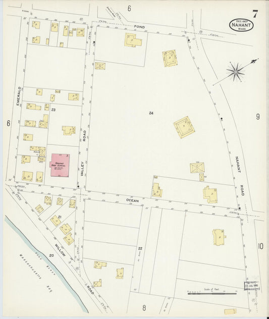 Sanborn Fire Insurance Map from Nahant, Essex County, Massachusetts (1907), Sheet #0007 - Historic Sanborn Fire Insurance Map Print, vintage old map wall art, antique decor, genealogy gift, Massachusetts Massachusetts map