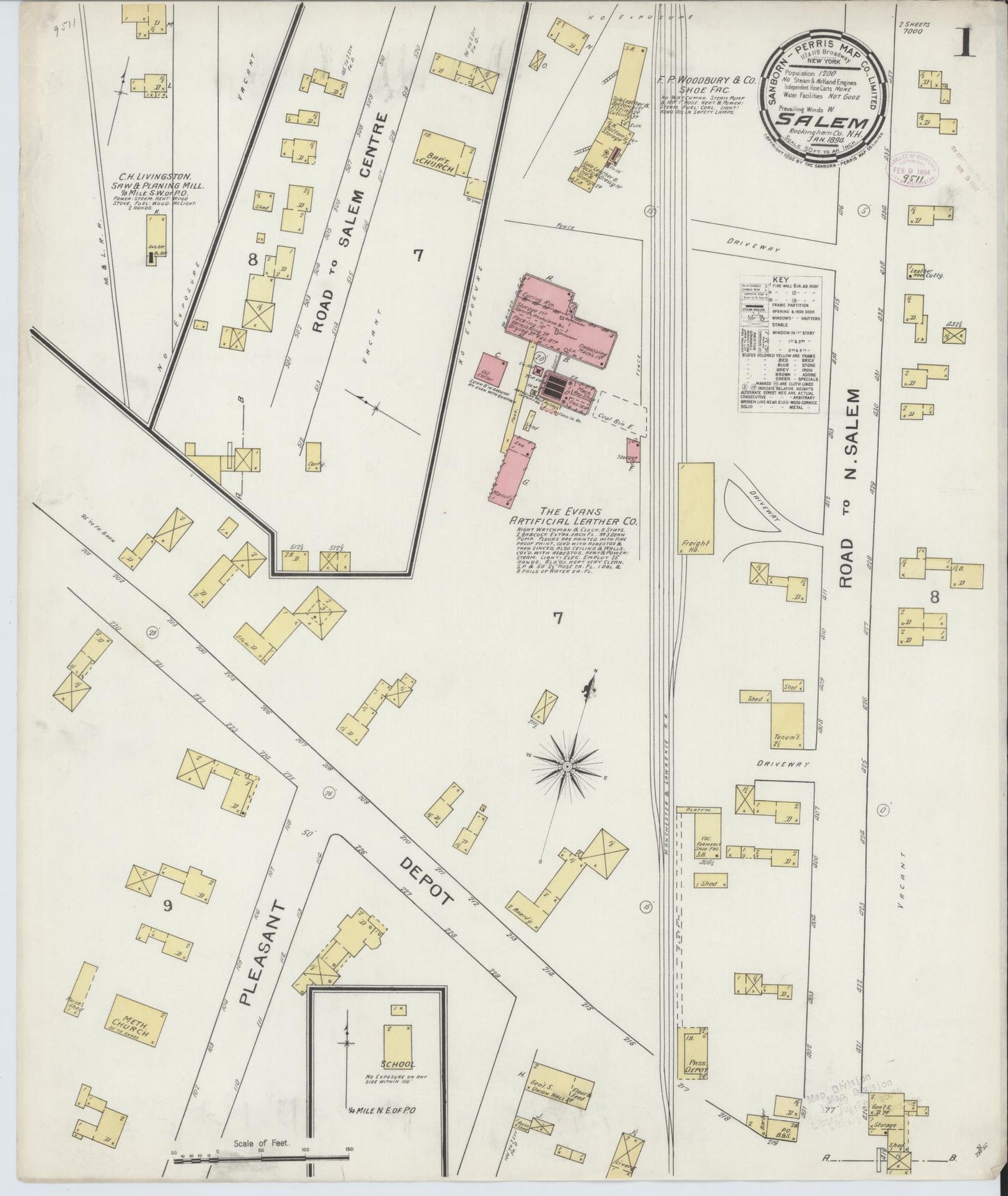 Sanborn Fire Insurance Map from Salem, Rockingham County, New Hampshire. (1894) – Historic Sanborn Fire Insurance Map Print