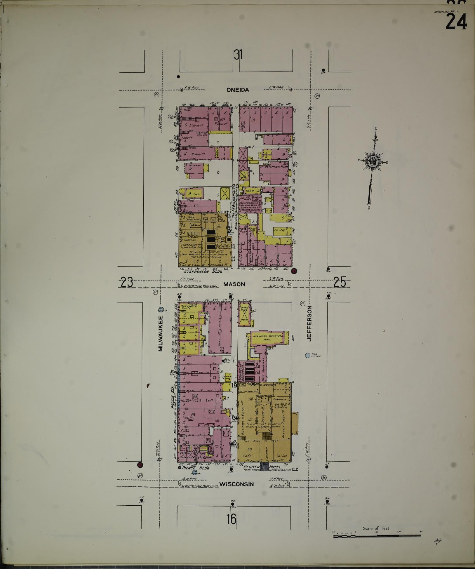 Sanborn Fire Insurance Map from Milwaukee, Milwaukee County, Wisconsin (1910), Sheet #0024 - Complete Map Set gallery image, historic Sanborn map, vintage wall art, Wisconsin Wisconsin