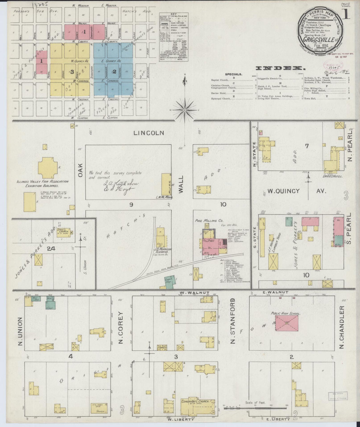 Sanborn Fire Insurance Map from Griggsville, Pike County, Illinois (1894), Sheet #0001 - Complete Map Set gallery image, historic Sanborn map, vintage wall art, Illinois Illinois