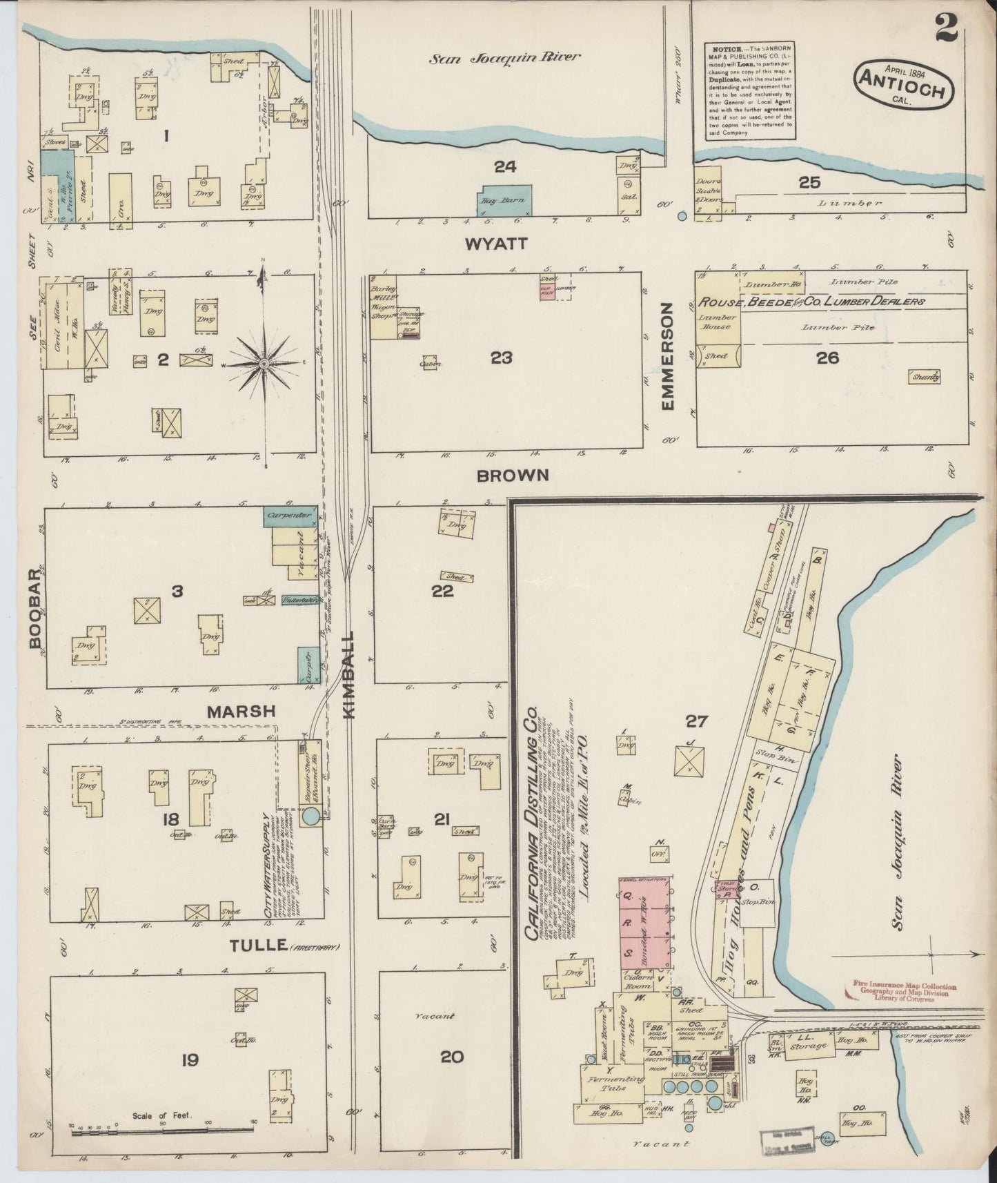 Sanborn Fire Insurance Map from Antioch, Contra Costa County, California (1884), Sheet #0002 - Historic Sanborn Fire Insurance Map Print, vintage old map wall art, antique decor, genealogy gift, California California map